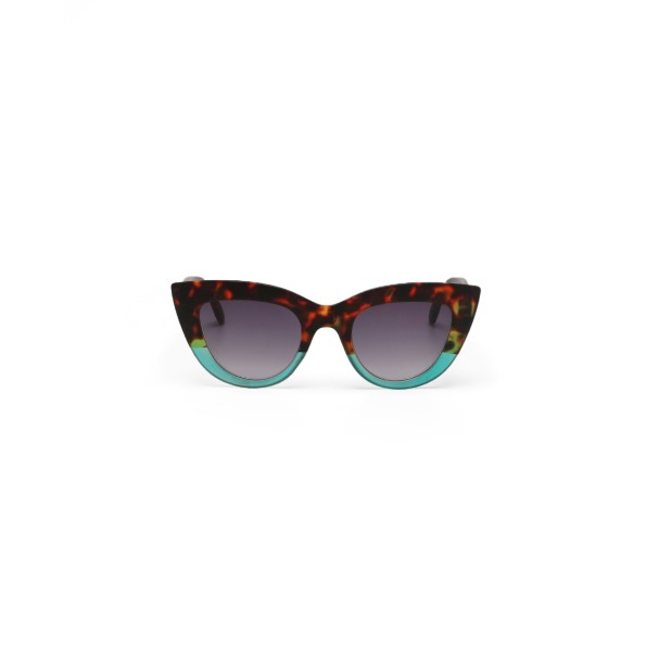 Γυαλιά ηλίου σε σχήμα cat-eye μεσαίο μέγεθος καφέ ταρταρούγα και τιρκουάζ