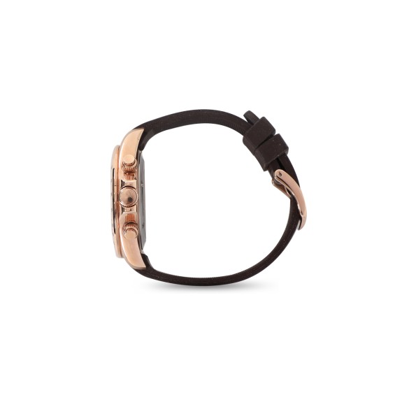 Color Me Free ροζ επίχρυσο ρολόι με καφέ λουράκι σιλικόνης Ρολόγια