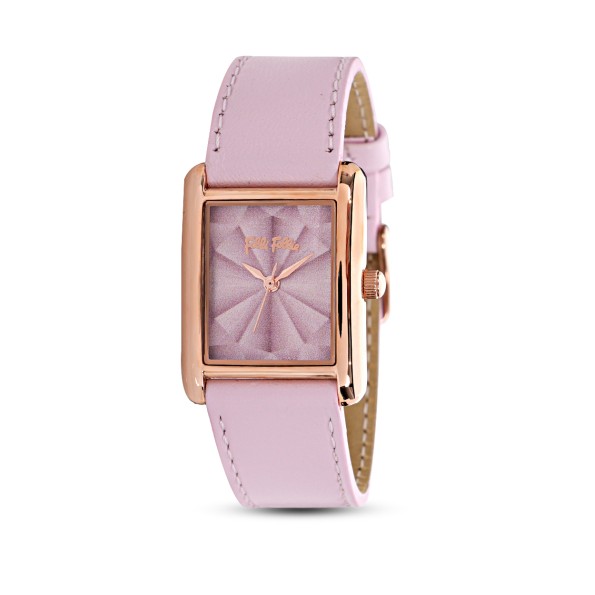 Hidden Nymphs stainless steel ladies watch pink leather strap